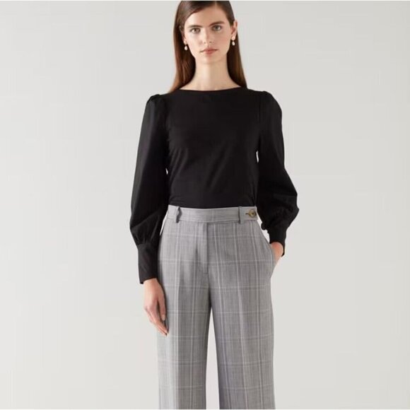 LK Bennett Loretta Black Jersey Long Sleeve Top Size XS - Picture 1 of 6